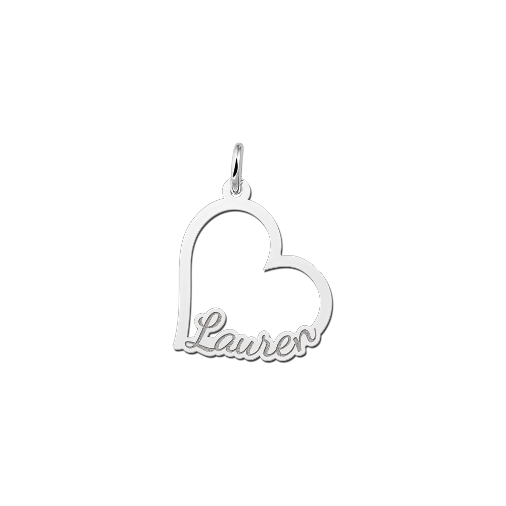 Zilveren hanger hartvorm met naam