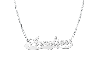 Zilveren naamketting model Annelies2