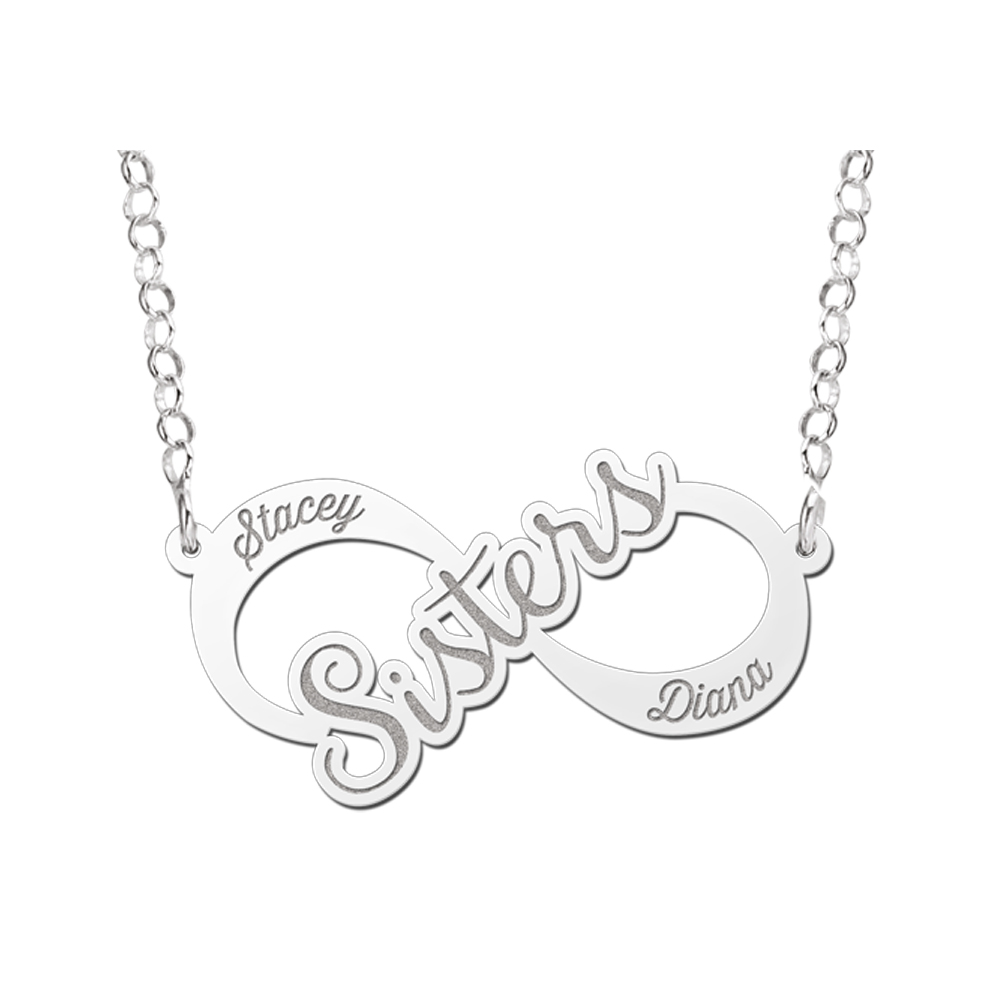 Zilveren sisters infinity ketting