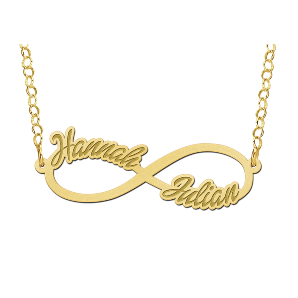 Ketting goud infinity met twee namen Ketting goud infinity met twee namen