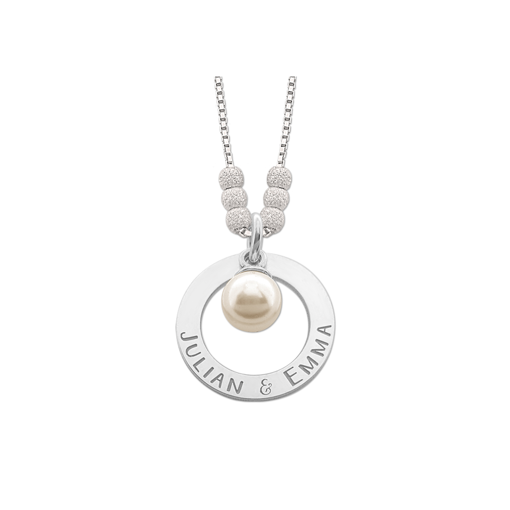 Zilveren mama ketting met parel bedel