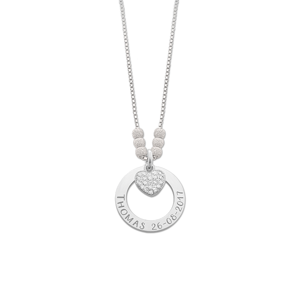 Zilveren mama ketting met hart van zirkonia2 Zilveren mama ketting met hart van zirkonia2