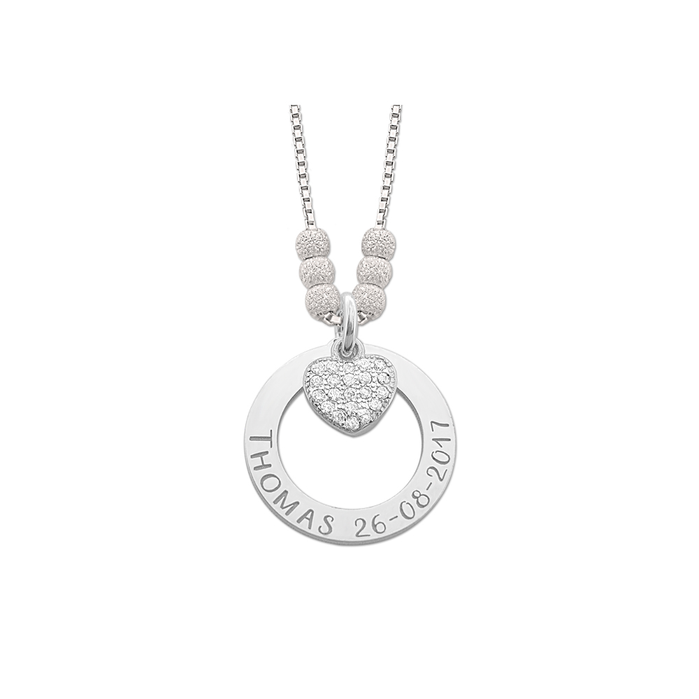 Zilveren mama ketting met hart van zirkonia Zilveren mama ketting met hart van zirkonia