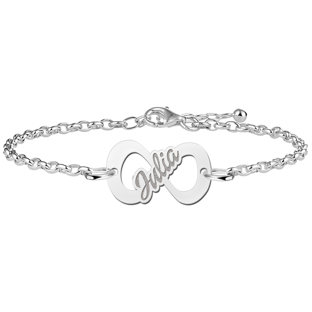 Zilveren armband infinity met naam