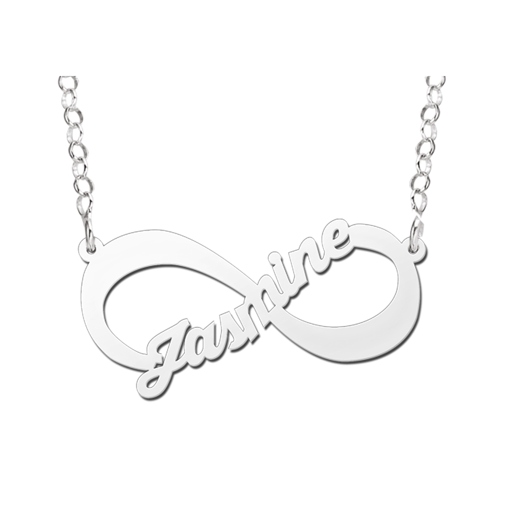 Zilveren infinity ketting met geschreven naam Zilveren infinity ketting met geschreven naam