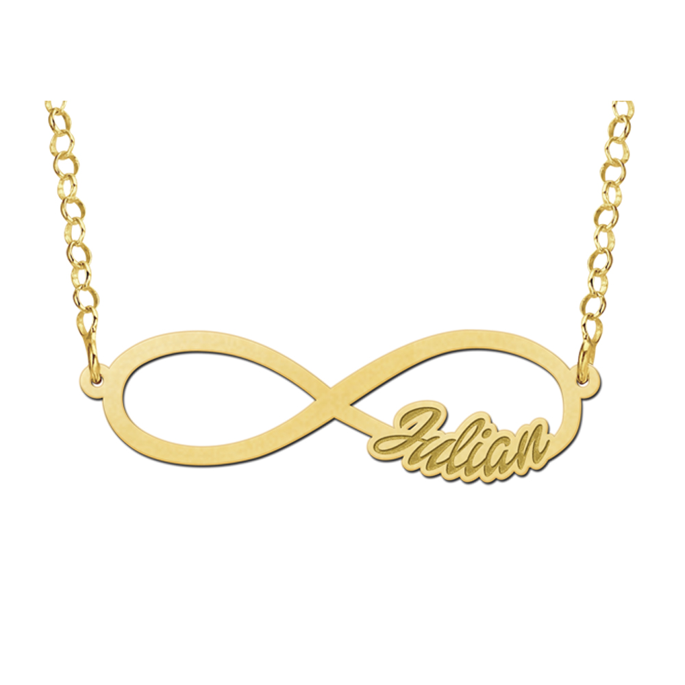 Gouden infinity ketting met naam