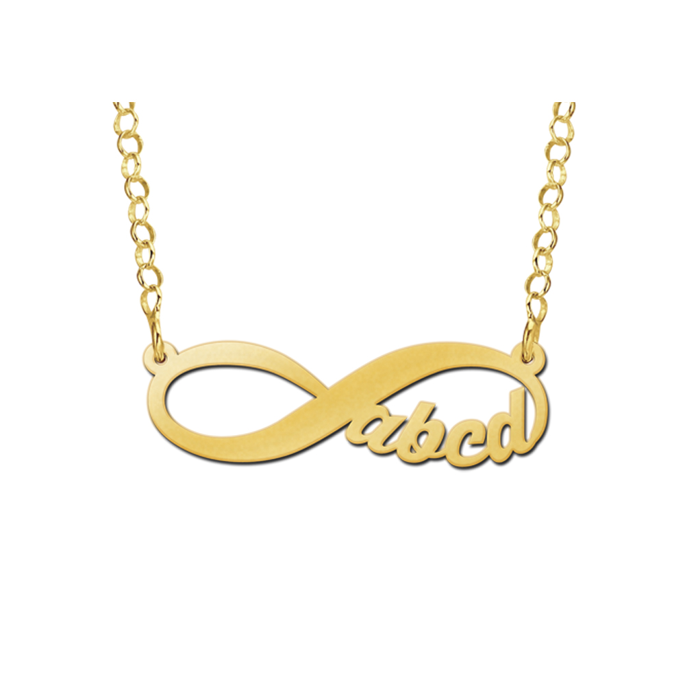 Infinity ketting goud met vier letters