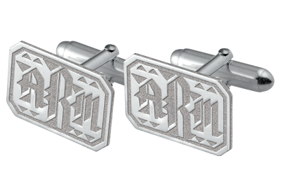 Zilveren manchetknopen monogram rechthoek Zilveren manchetknopen monogram rechthoek