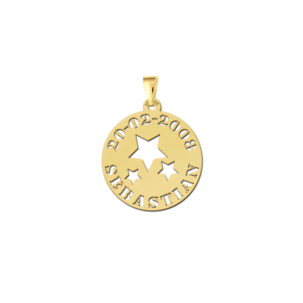 Gouden hanger sterretjes met naam en datum Gouden hanger sterretjes met naam en datum