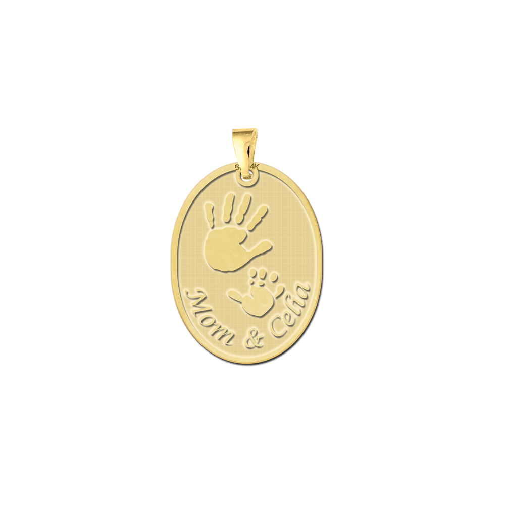 Gouden hanger handjes met naam Gouden hanger handjes met naam