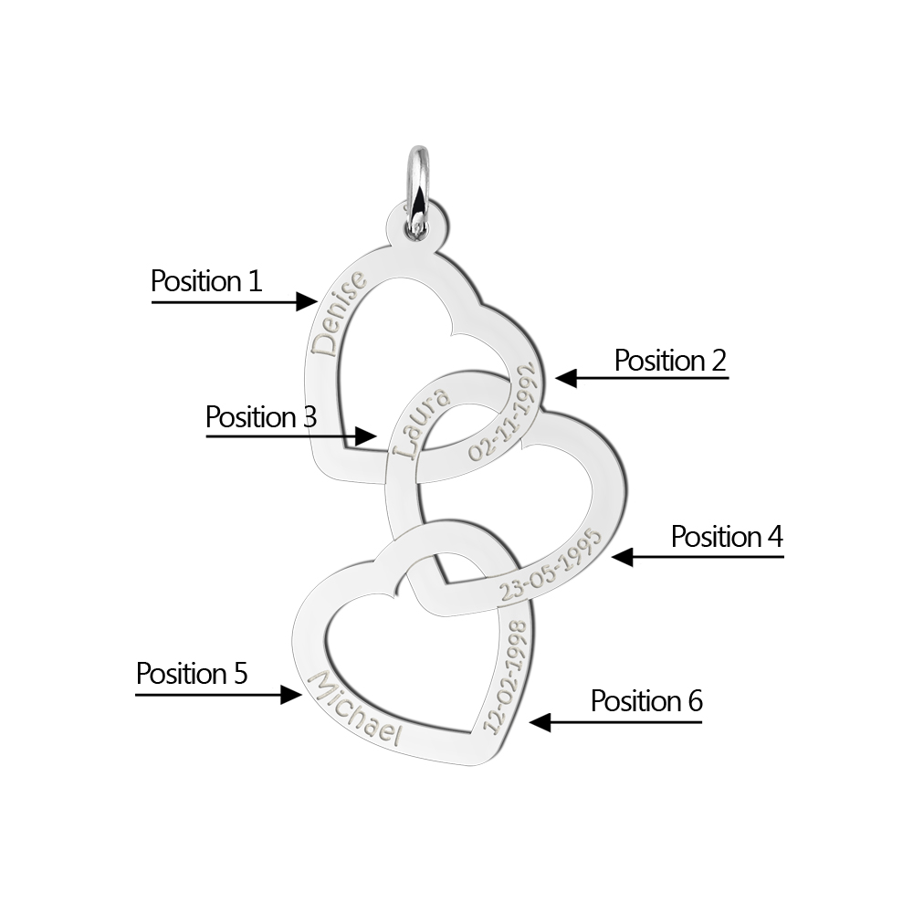 Zilveren hanger met drie harten