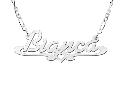 Zilveren naamketting model  Bianca