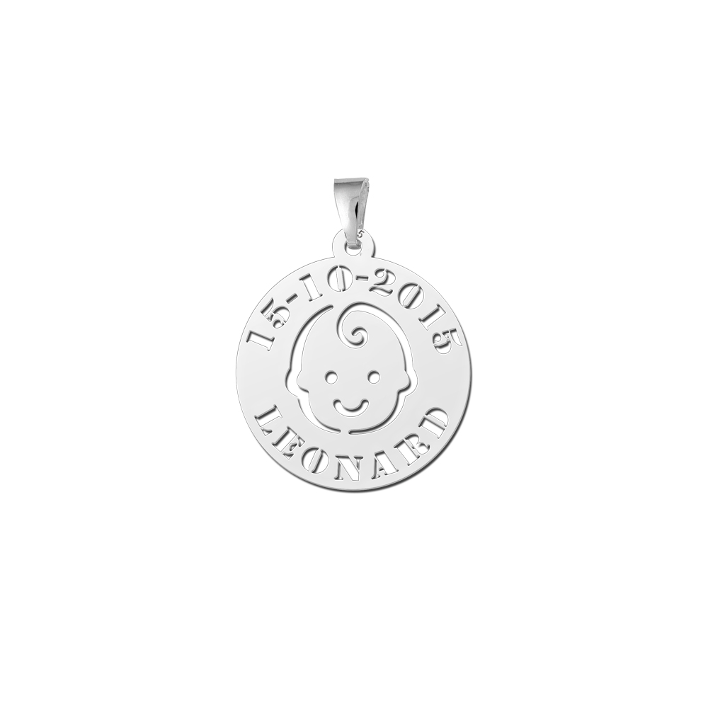 Babyhanger zilver baby met naam en datum