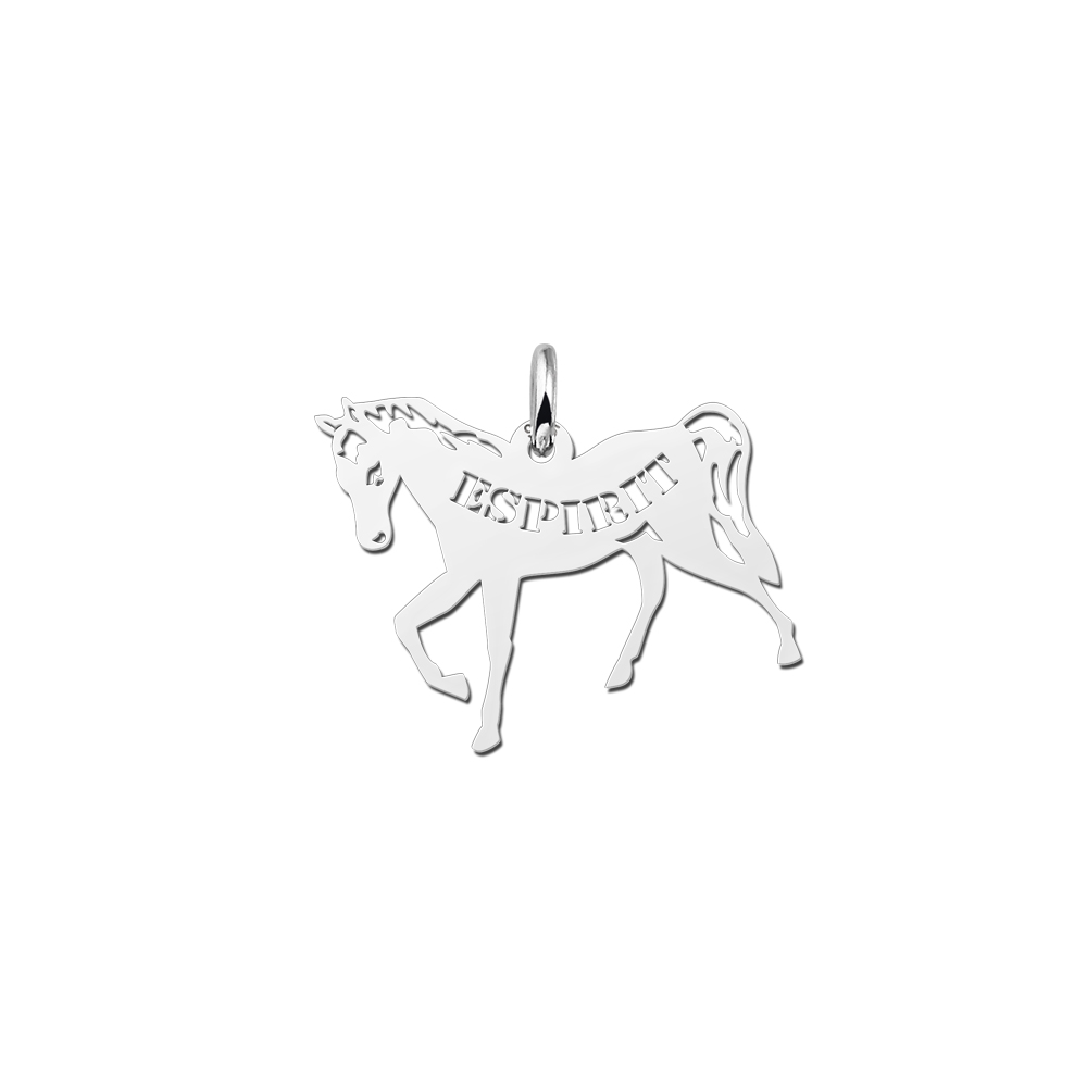 Zilveren hanger van een paard.