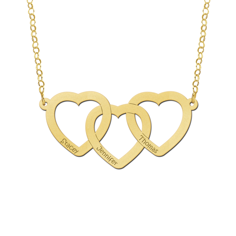 Gouden ketting met drie hartjes