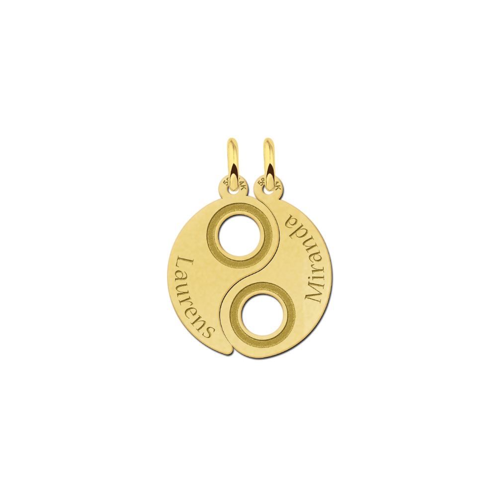 Gouden Yin-Yang vriendschapshanger met naam Gouden Yin-Yang vriendschapshanger met naam
