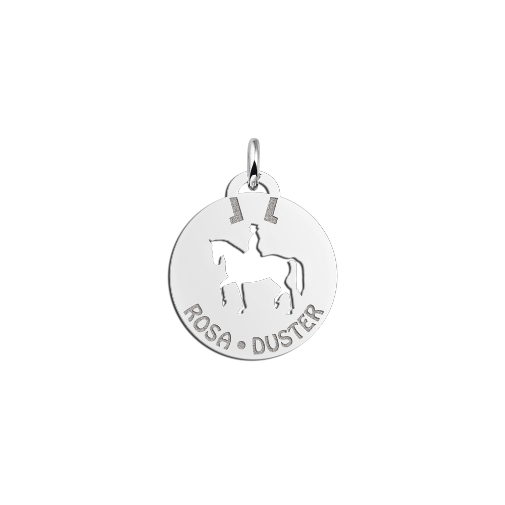 Zilveren paarden hanger met ruiter. Zilveren paarden hanger met ruiter.