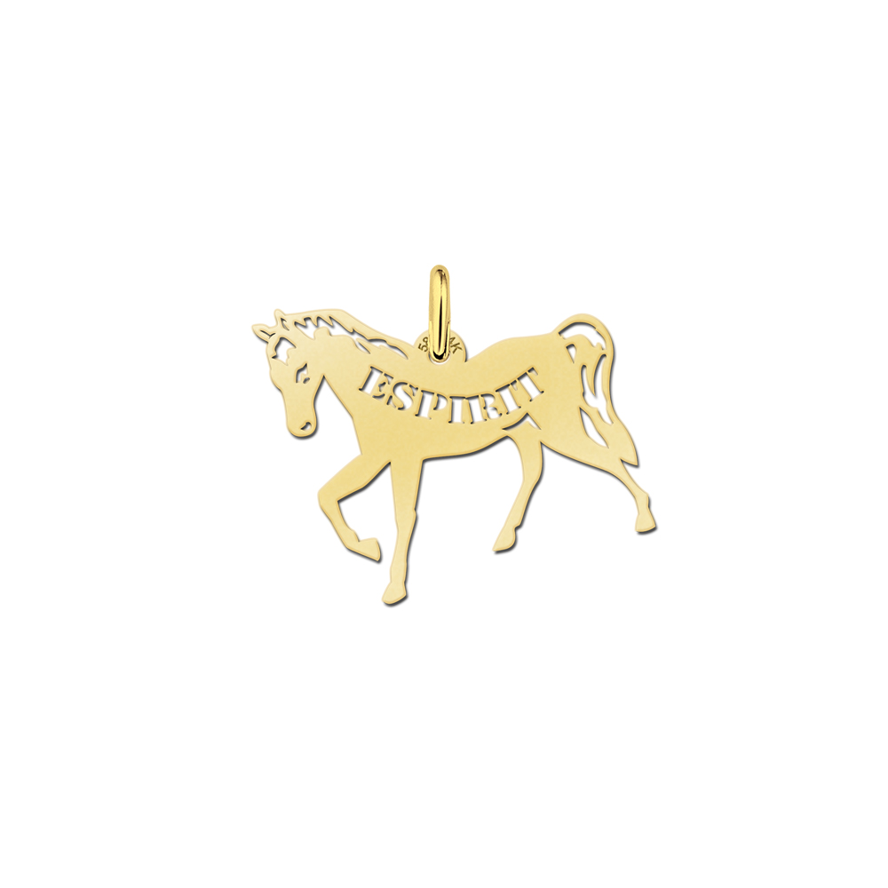 Gouden hanger van een paard.