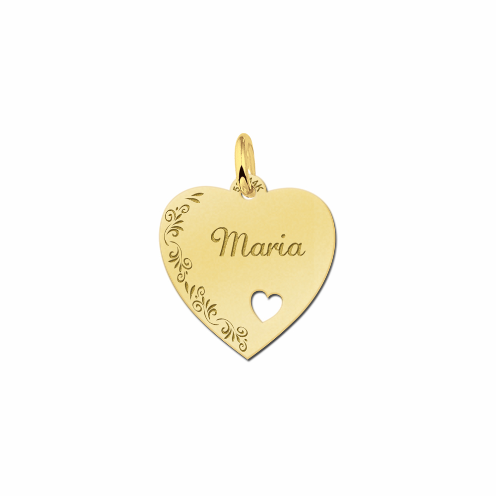 Gouden hart graveerplaatje met een hartje. Gouden hart graveerplaatje met een hartje.