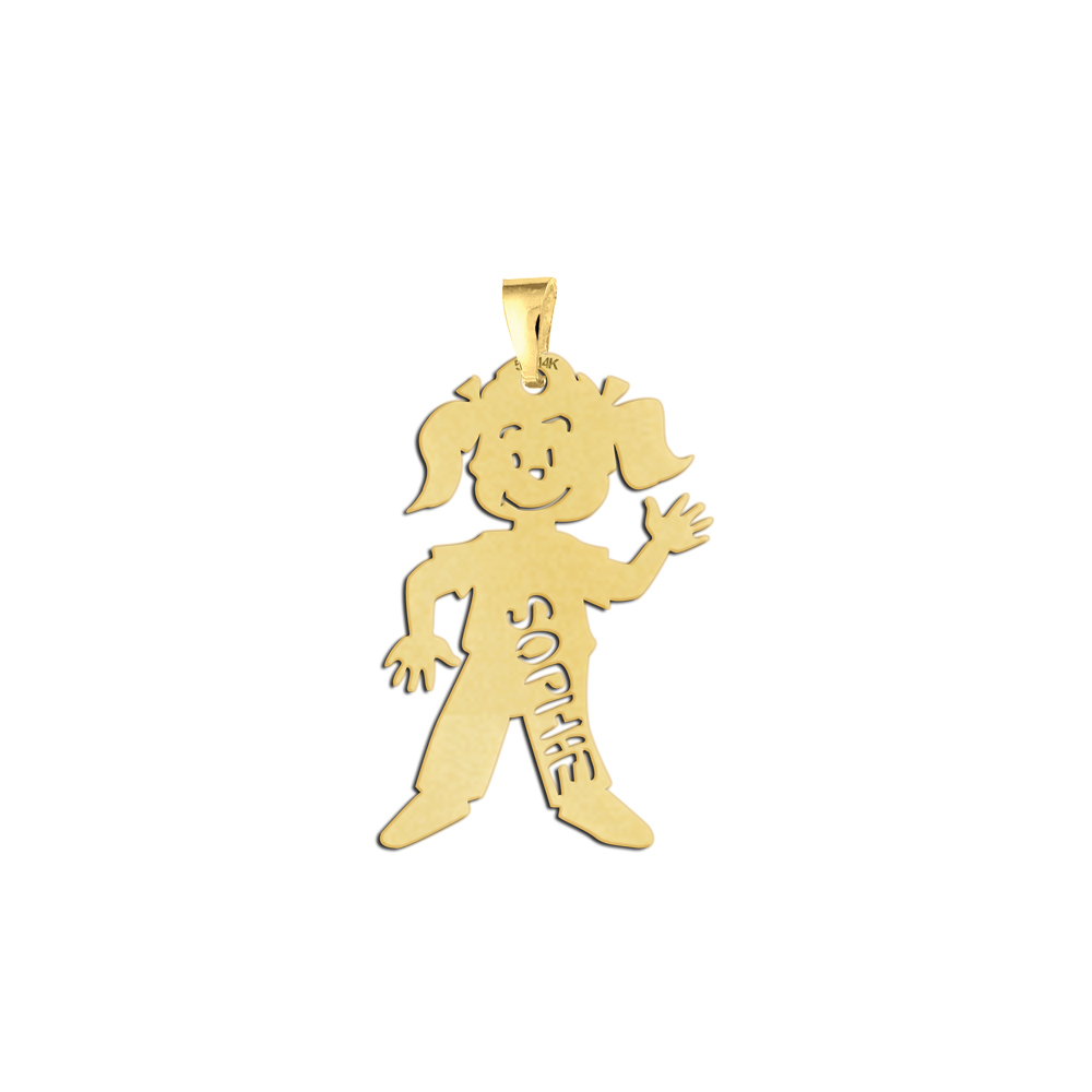 Gouden mama hanger met meisje Gouden mama hanger met meisje