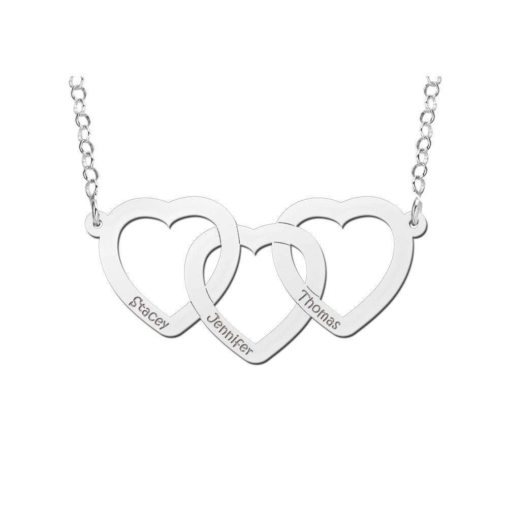 Zilveren hanger drie hartjes