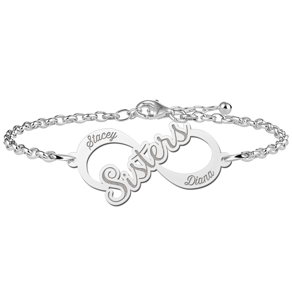 Zilveren armband infinity sisters