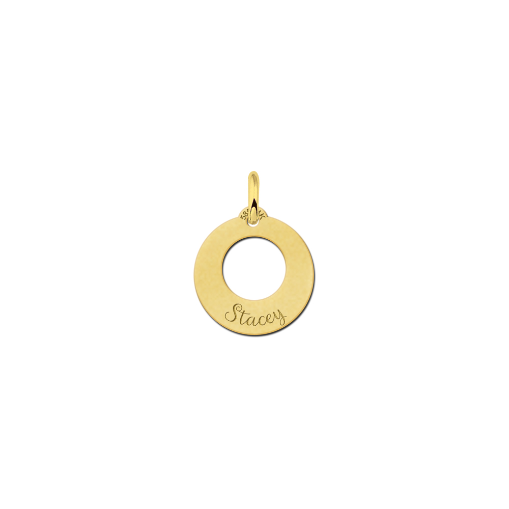 Ronde kleine gouden hanger met naam Ronde kleine gouden hanger met naam