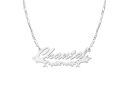 Zilveren naamketting model Chantal2