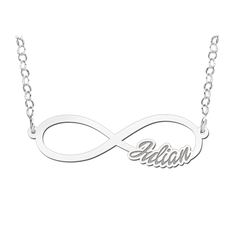 Zilveren infinity ketting met naam