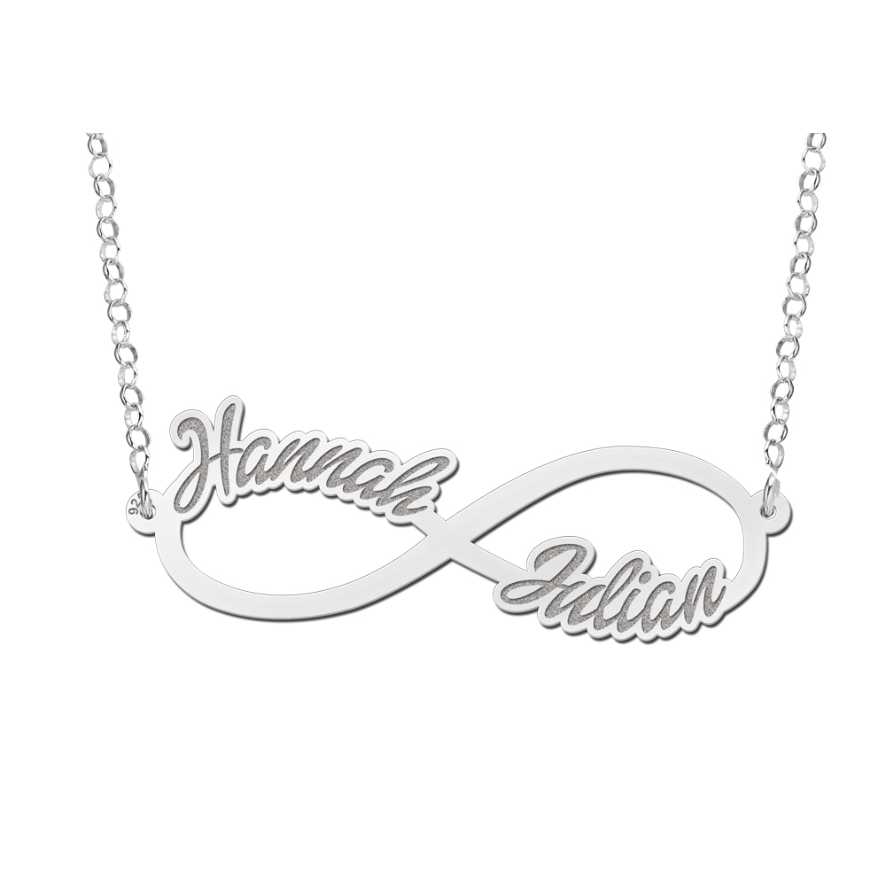 Zilveren ketting infinity twee namen