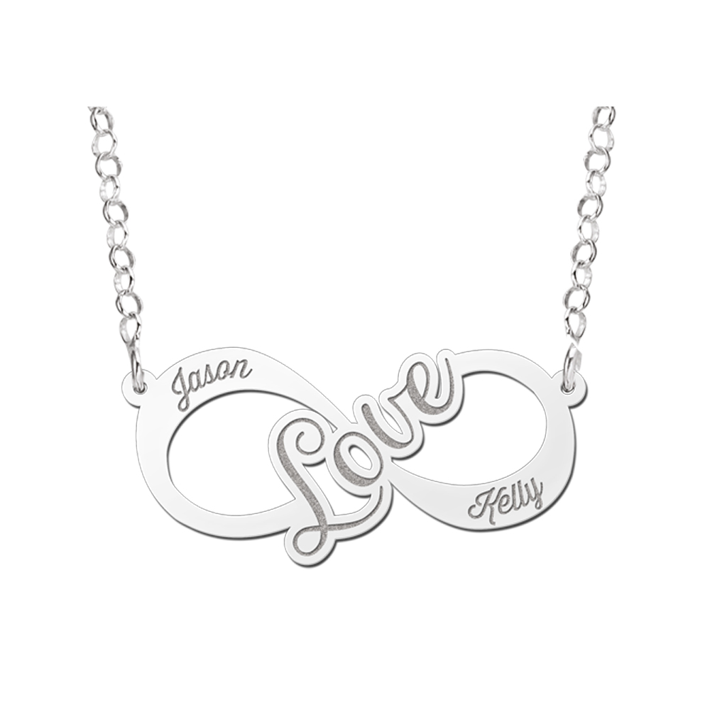 Zilveren Love infinity ketting