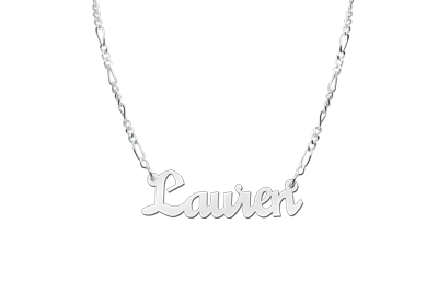 Zilveren naamketting model Lauren2