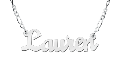 Zilveren naamketting model Lauren