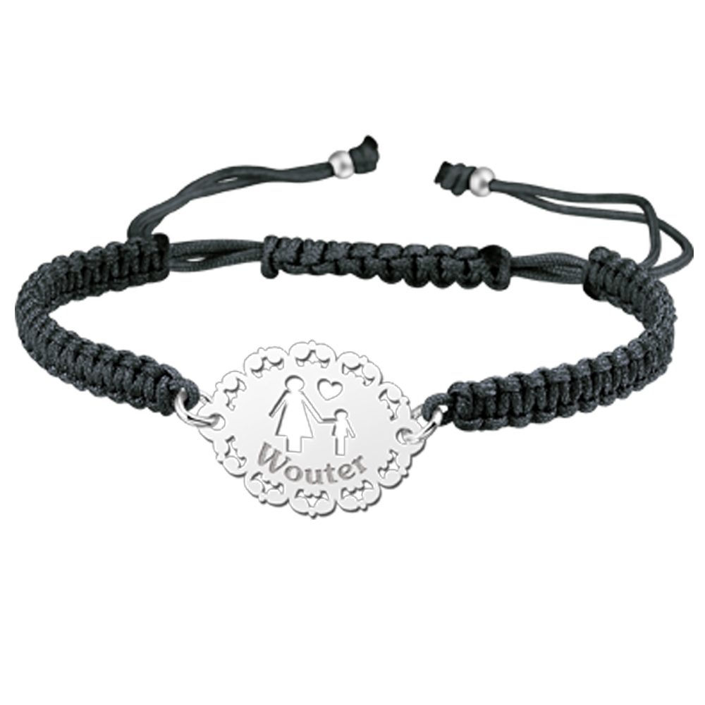 Zilveren armband shamballa moeder zoon