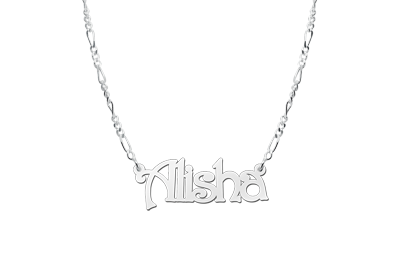 Zilveren naamketting model Alisha2