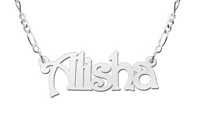 Zilveren naamketting model Alisha