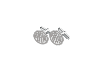 Zilveren manchetknopen monogram strak rond2 Zilveren manchetknopen monogram strak rond2