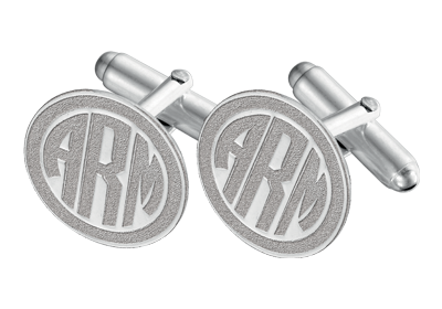 Zilveren manchetknopen monogram strak rond Zilveren manchetknopen monogram strak rond