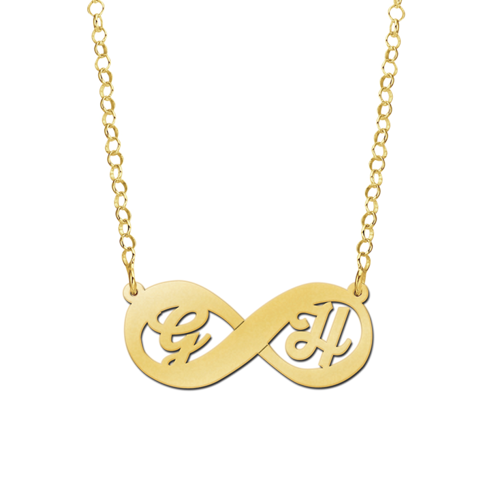 Gouden infinity ketting met initialen2 Gouden infinity ketting met initialen2