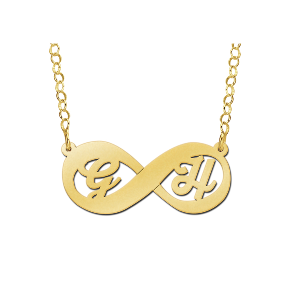 Gouden infinity ketting met initialen