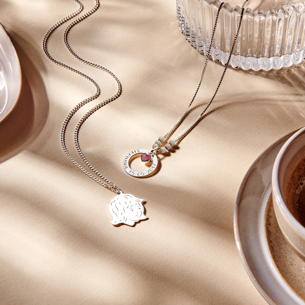 Zilveren mama ketting met roze hartje2 Zilveren mama ketting met roze hartje2