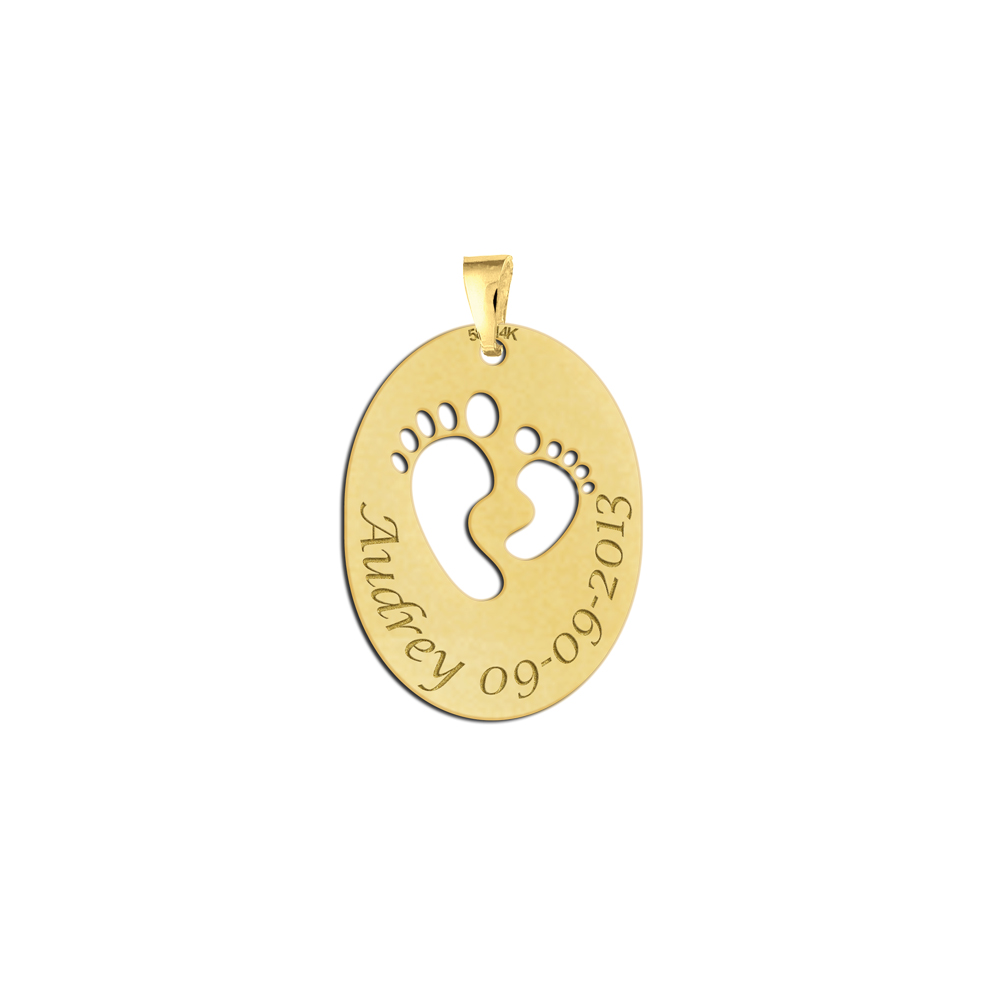 Gouden moeder sieraad met baby voetjes Gouden moeder sieraad met baby voetjes