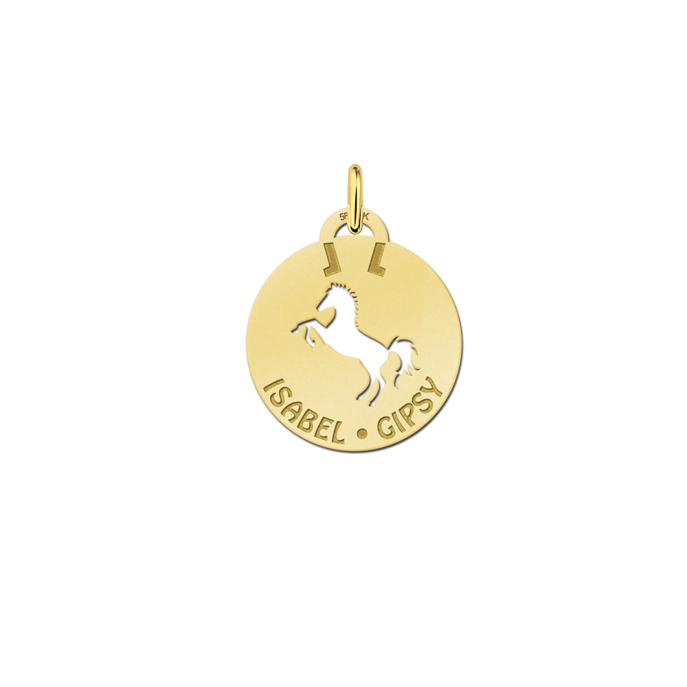 Paarden hanger van goud met twee namen. Paarden hanger van goud met twee namen.