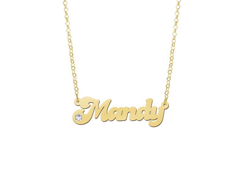 Gouden naamketting model Mandy met zirkonia2 Gouden naamketting model Mandy met zirkonia2