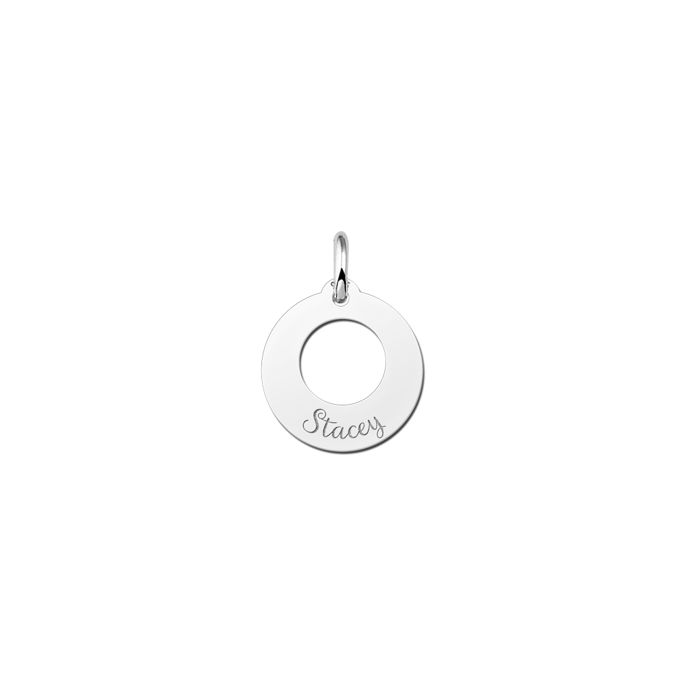Hanger met naam rond zilver Hanger met naam rond zilver