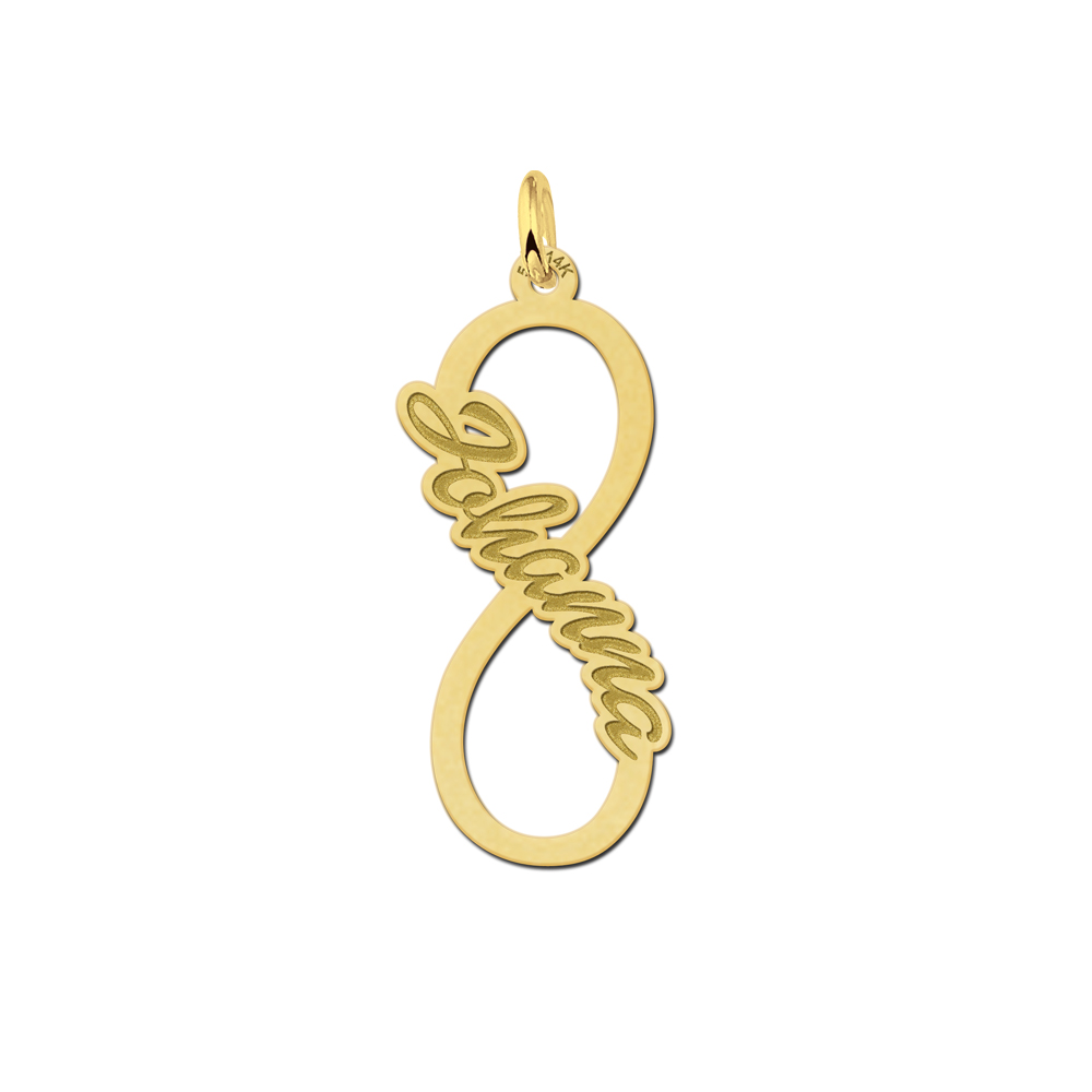 Gouden infinity hanger met naam kind